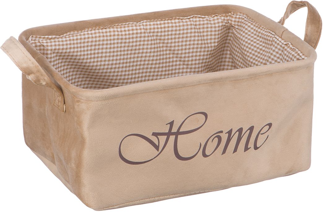 Изображение товара Корзина для хранения велюр 340x220x160 мм бежевый