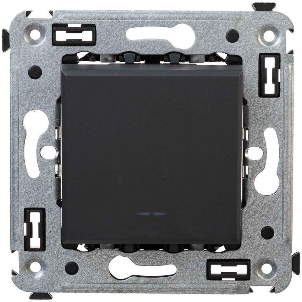 Изображение товара 2-клавишный выключатель DKC Avanti из закаленной стали черного цвета