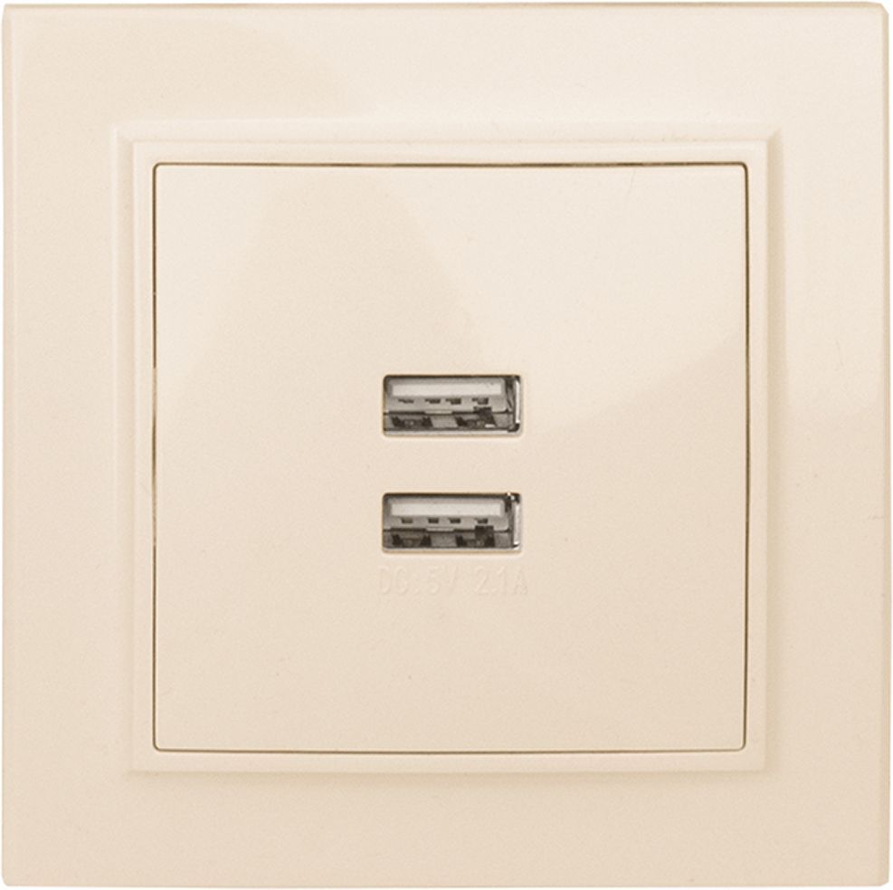 Изображение товара Розетка USB Type A 2 поста EKF Минск бежевый надежное подключение гаджетов