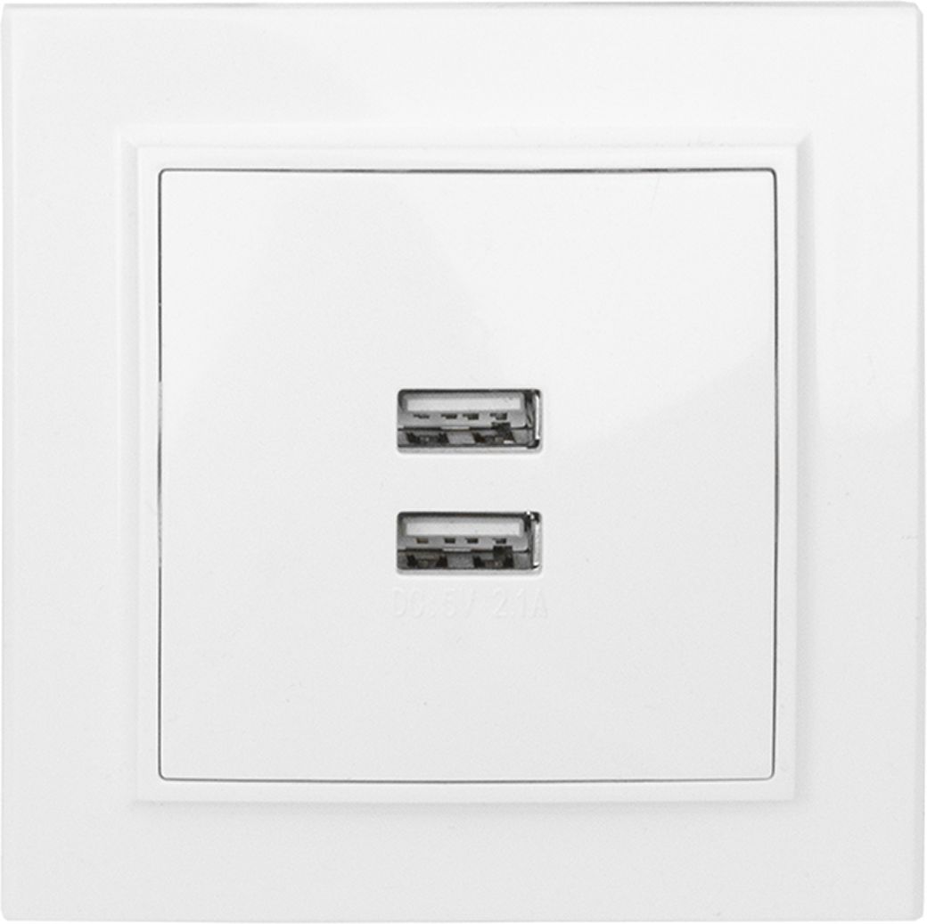 Изображение товара Розетка USB Type A 2 поста EKF Минск белый монтаж скрытый IP 20