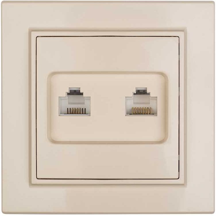 Изображение товара Розетка RJ-45 2 поста EKF Минск бежевый