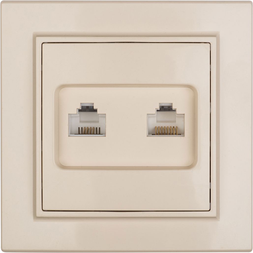 Изображение товара Розетка RJ-45,RJ-11 1 пост EKF Минск бежевый