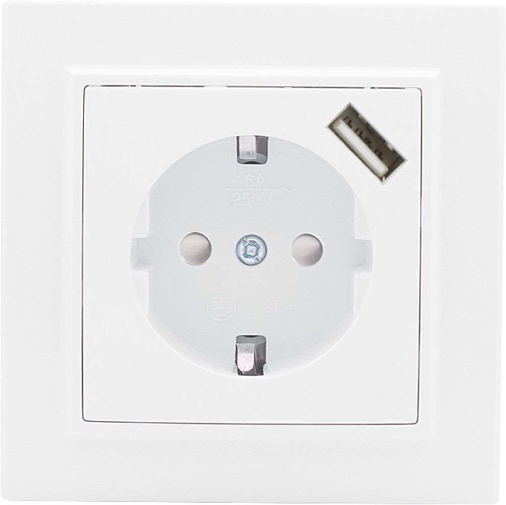 Изображение товара Розетка электрическая, USB EKF Минск ERR16-028-100-USB белый