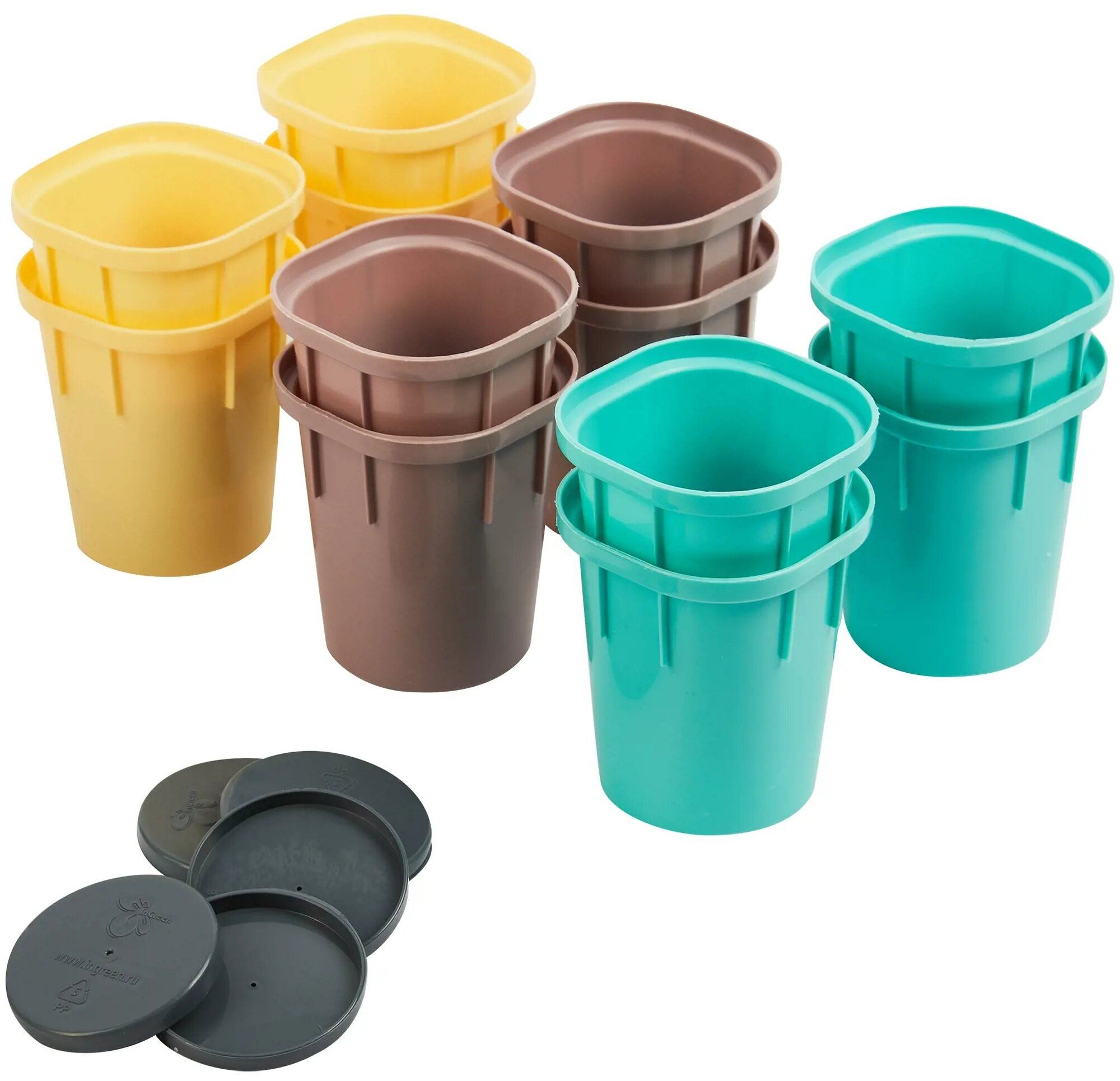 Изображение товара Набор горшков InGreen Green Republic пластиковый микс 200 мл 12 шт 140х70х200 мм