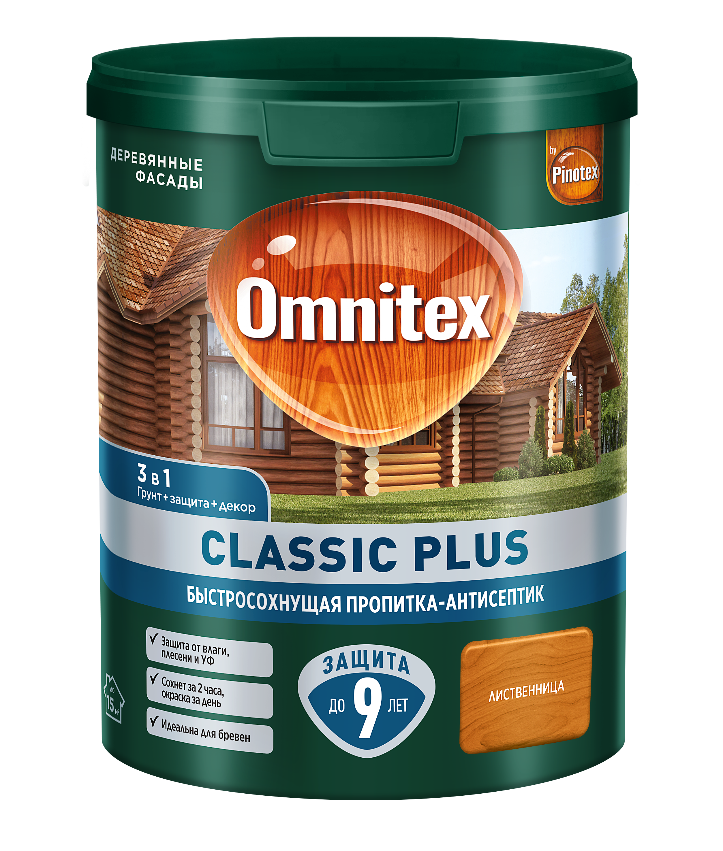 Изображение товара Пропитка-антисептик быстросохнущая Pinotex Classic Plus Лиственница 0,9 л