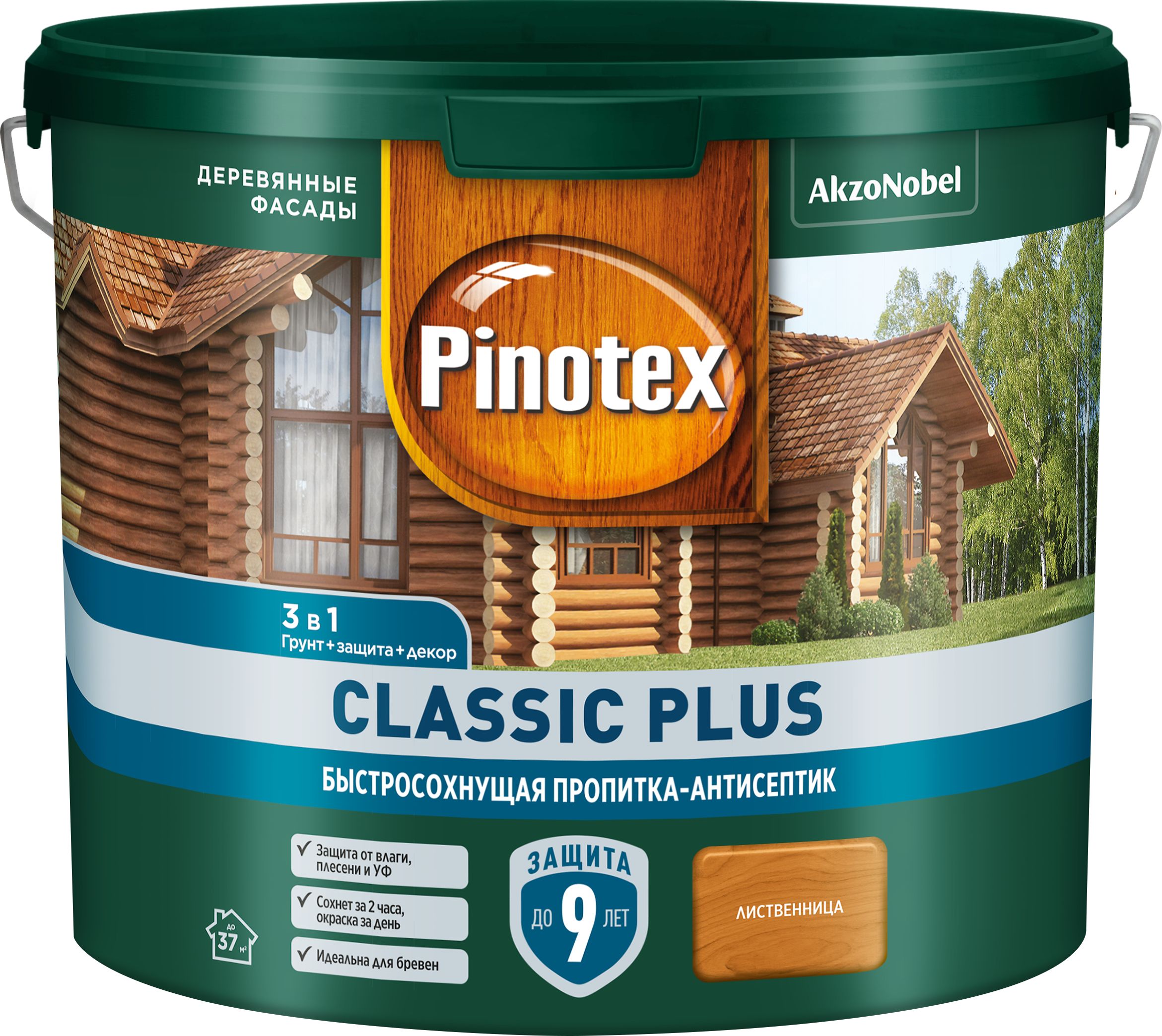 Изображение товара Быстросохнущая пропитка-антисептик Pinotex Classic Plus Лиственница 2,5 л защита дерева