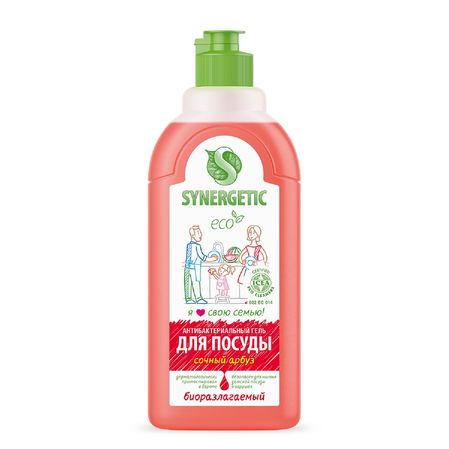 Изображение товара Гель Synergetic для мытья посуды Арбуз, 500 мл