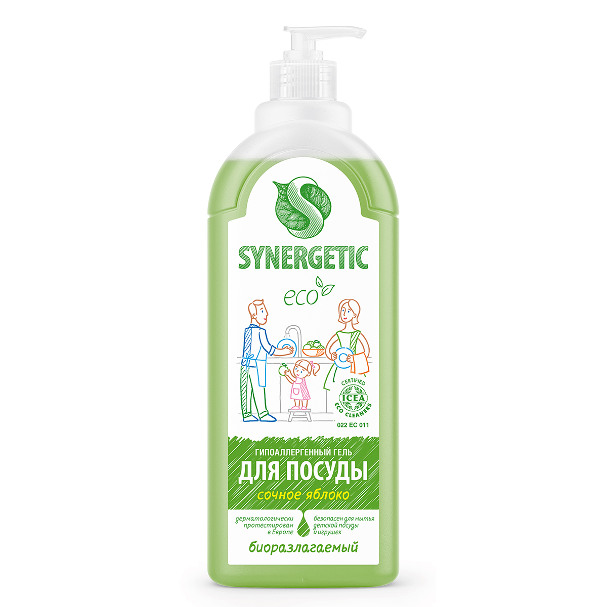 Изображение товара Гель для мытья посуды Synergetic Яблоко 1 л экологичный и безопасный
