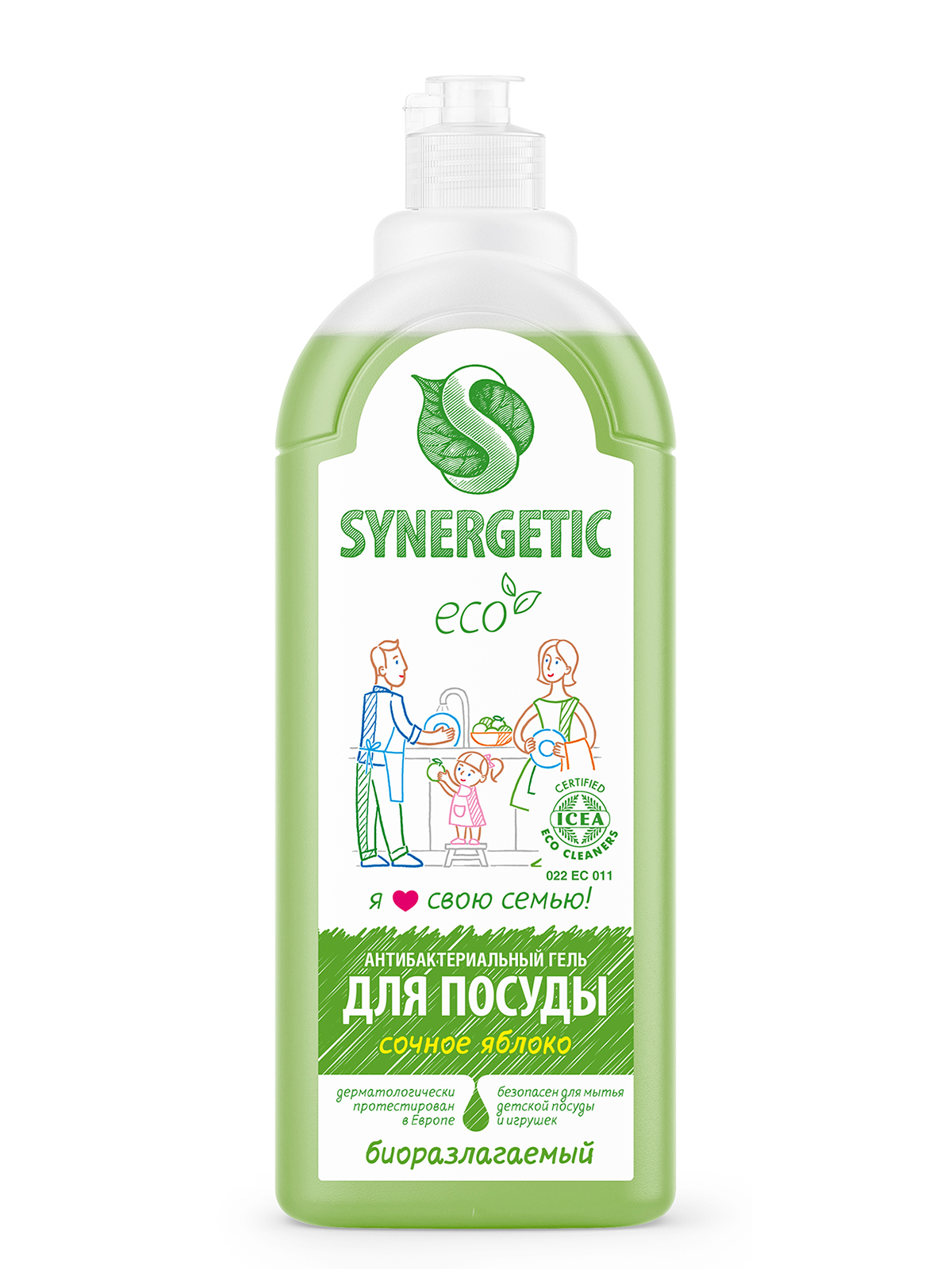 Изображение товара Гель Synergetic для мытья посуды Яблоко, 1 л