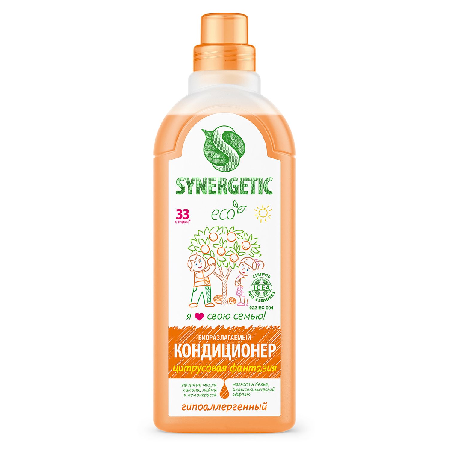 Изображение товара Кондиционер для белья Synergetic Цитрусовая фантазия 1л, свежий аромат