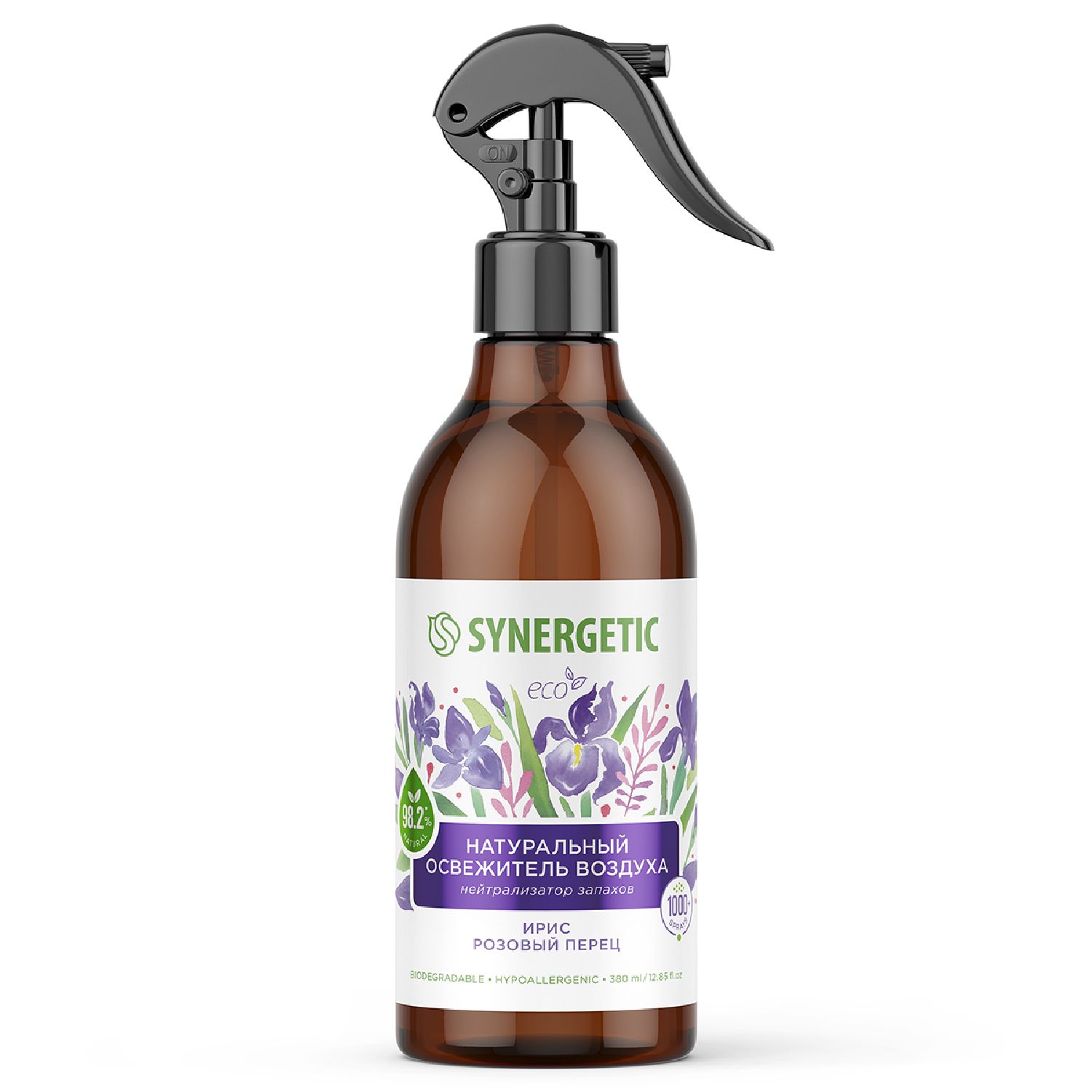 Изображение товара Освежитель воздуха Synergetic Ирис и розовый перец 380 мл удобное освежающее средство для дома