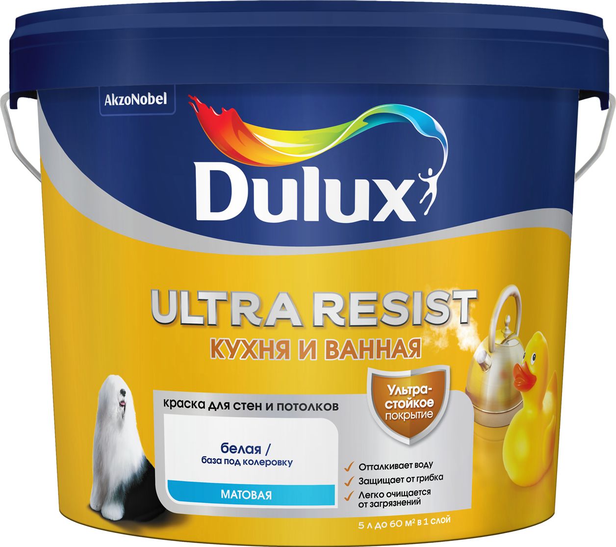 Изображение товара Краска Dulux Ultra Resist Кухня и Ванная полуматовая BC 4,5 л