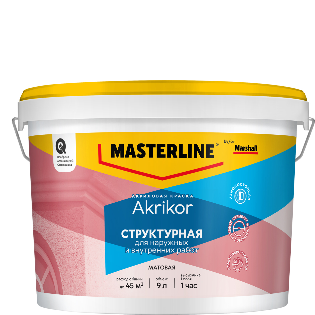 Изображение товара Краска Marshall Akrikor Структурная матовая BC 9 л для внутренних и наружных работ