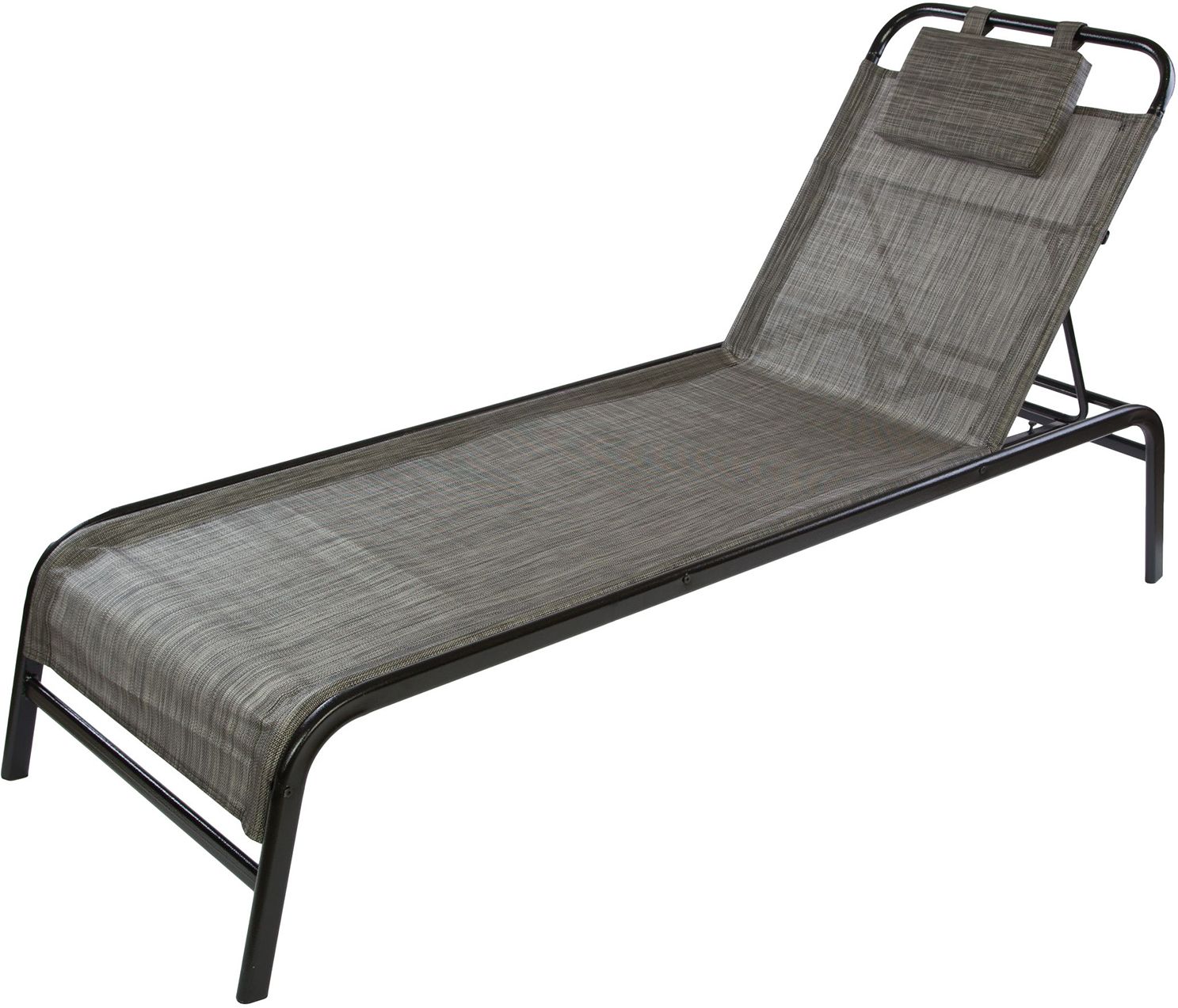 Изображение товара Садовый шезлонг GreenGard текстиленовый 195х63х38 см серый, с подголовником и высокой нагрузкой