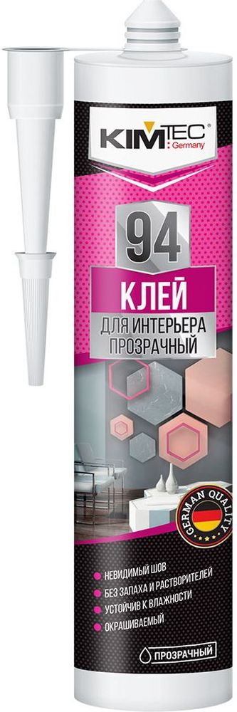Изображение товара Монтажный клей KIM TEC 94 для интерьера прозрачный 280 мл