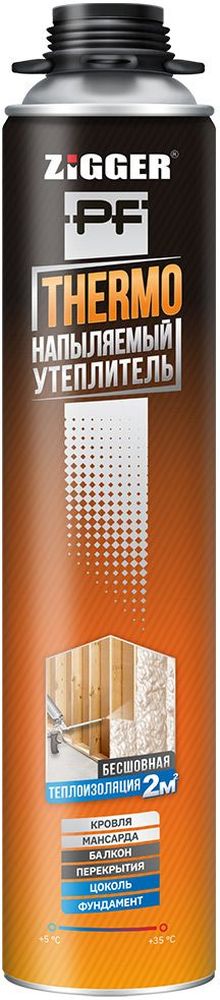Изображение товара Напыляемый утеплитель ZIGGER PF THERMO профессионал 870 мл для теплоизоляции