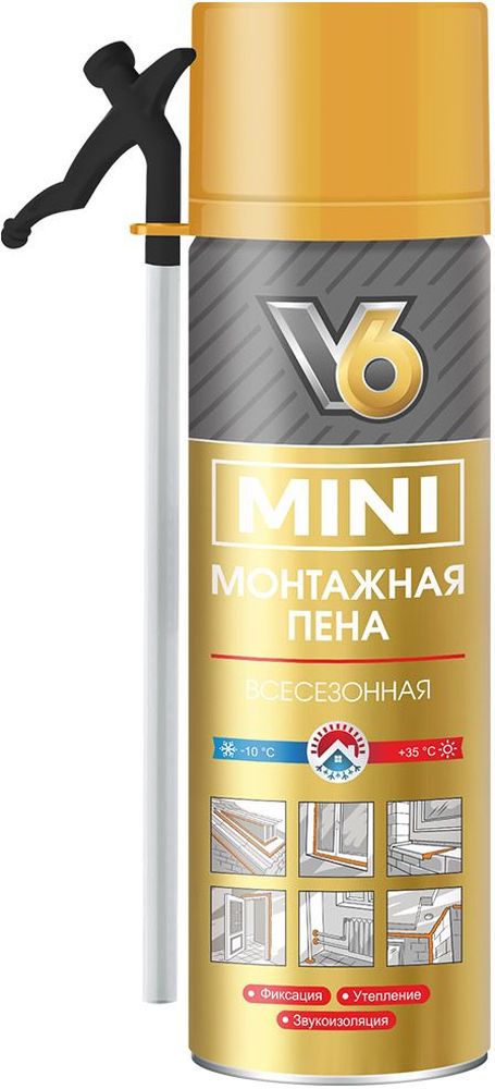 Изображение товара Монтажная пена бытовая V6 MINI 360 мл универсальная всесезонная