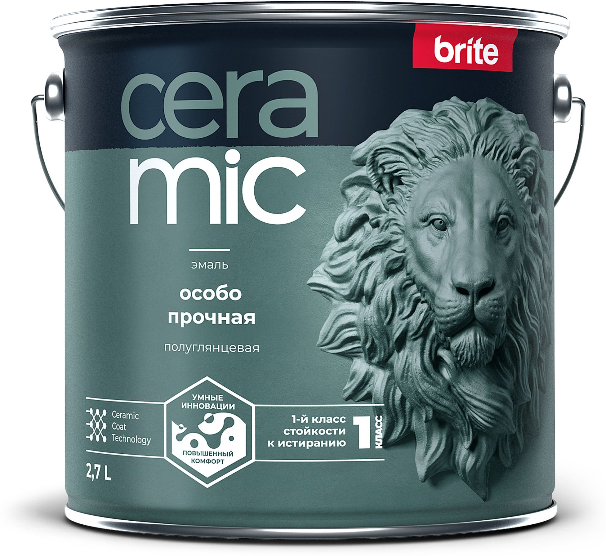 Изображение товара Эмаль BRITE CERAMIC особо прочная акриловая база А, ведро 2,7 л