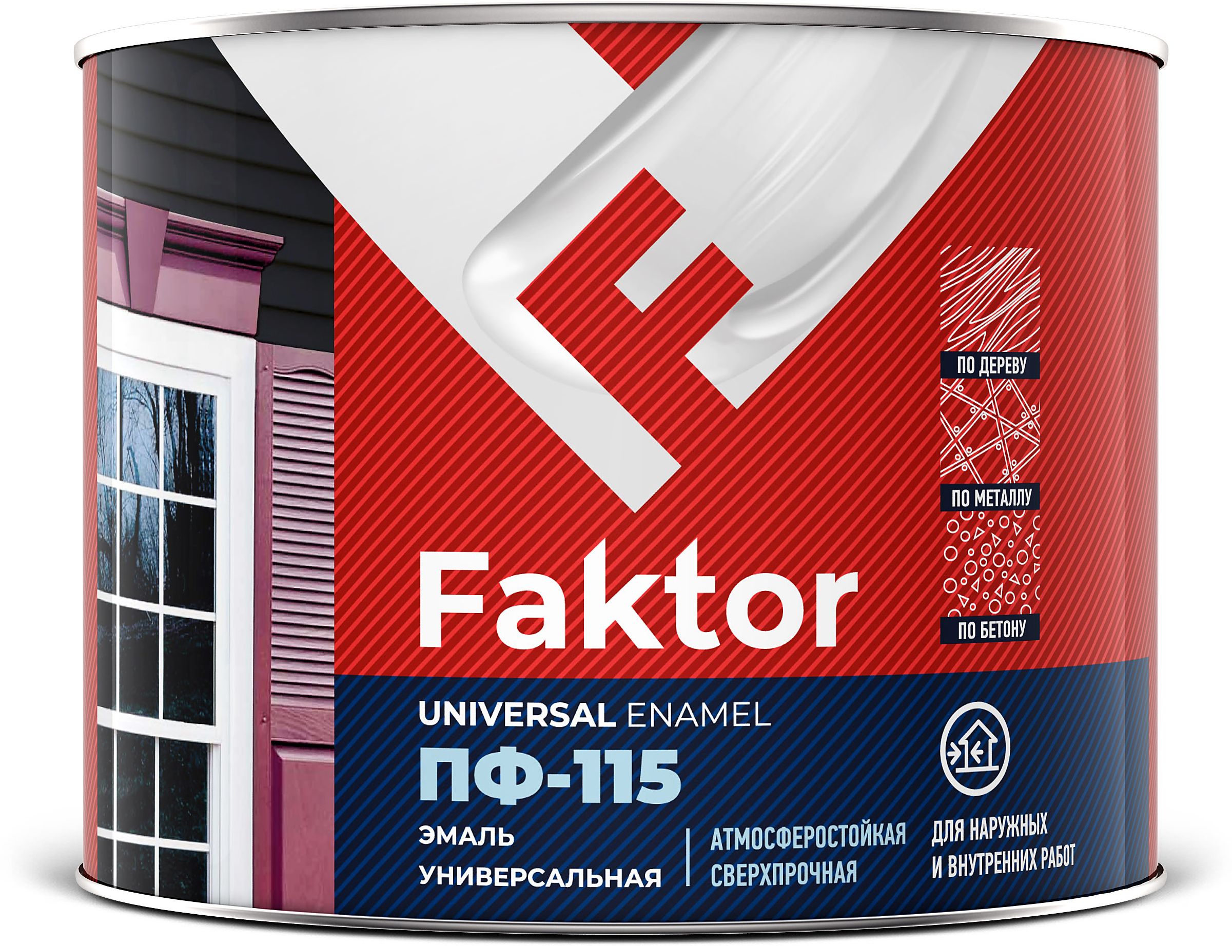 Изображение товара Эмаль FAKTOR ПФ-115 черная 1,9 кг универсальная сверхпрочная для наружных и внутренних работ