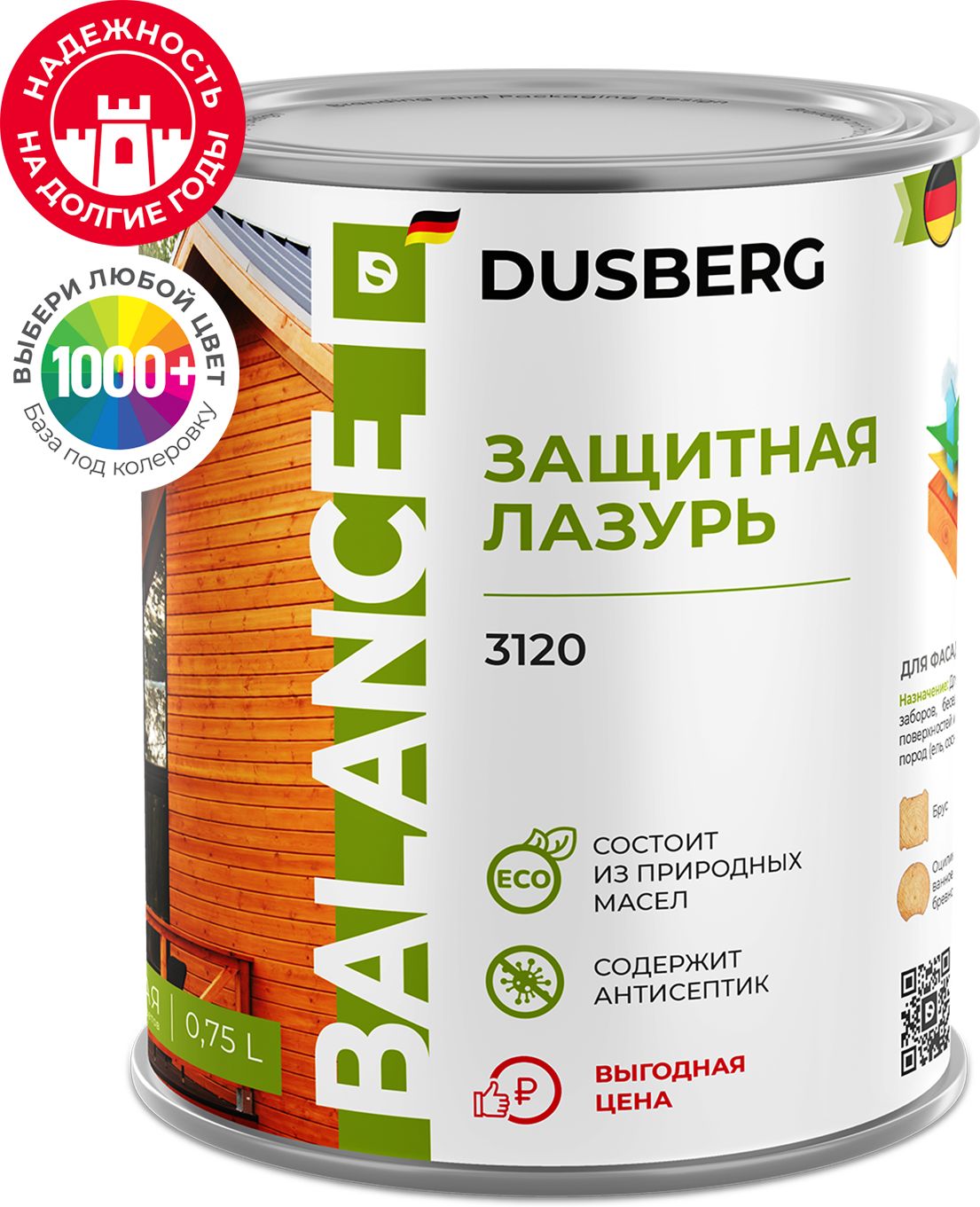 Изображение товара Защитная лазурь Dusberg Balance 0,75 л шелковисто-глянцевая бесцветная