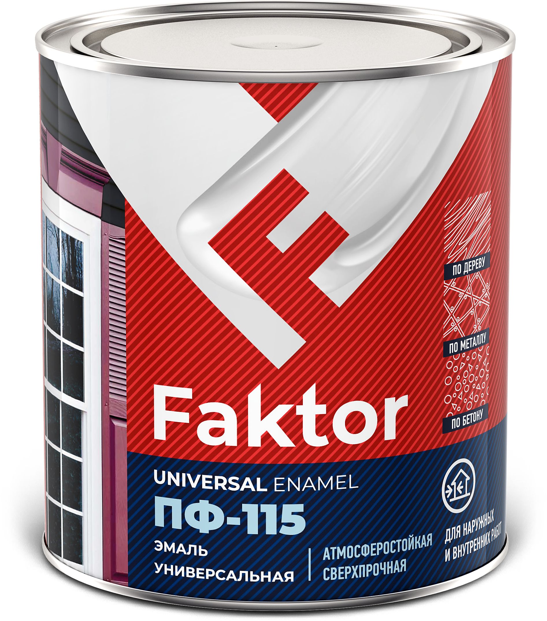 Изображение товара Эмаль FAKTOR ПФ-115 белая 0,8 кг универсальная для наружных и внутренних работ