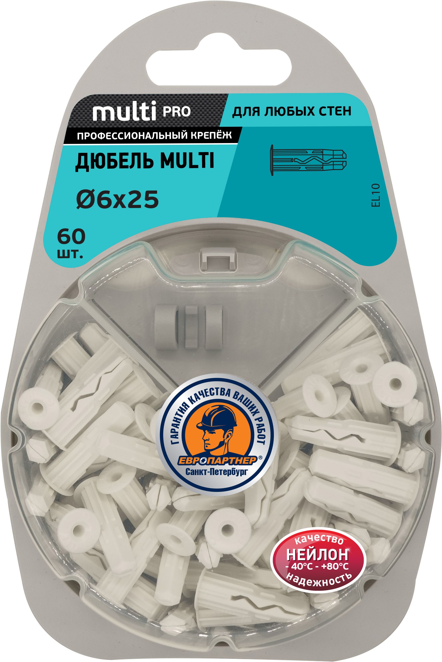 Изображение товара Дюбель универсальный ЕВРОПАРТНЕР MULTI Plug 6х25 60 шт