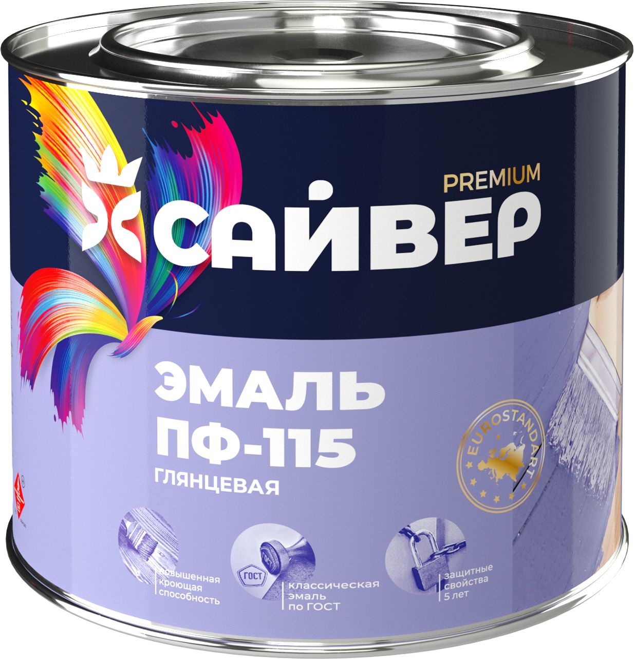 Изображение товара Алкидная эмаль универсальная Сайвер ПФ-115 глянцевая шоколадная 1,8 кг