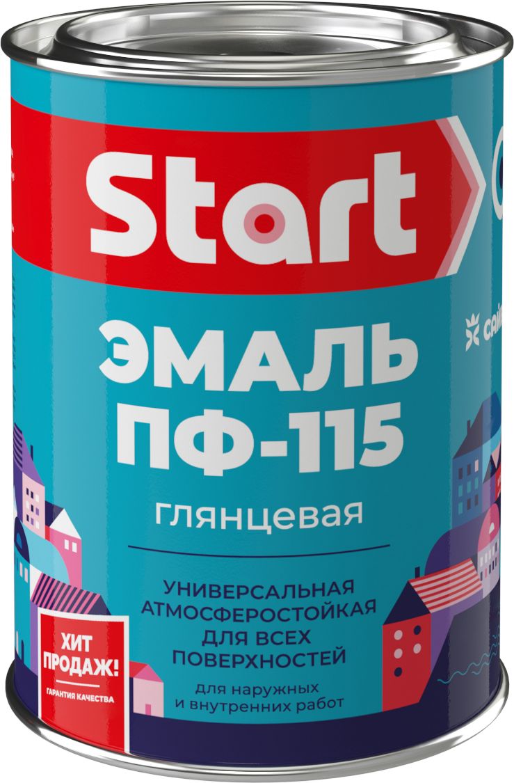 Изображение товара Алкидная эмаль универсальная дерево, металл Старт ПФ-115 матовая белая 0,8 кг