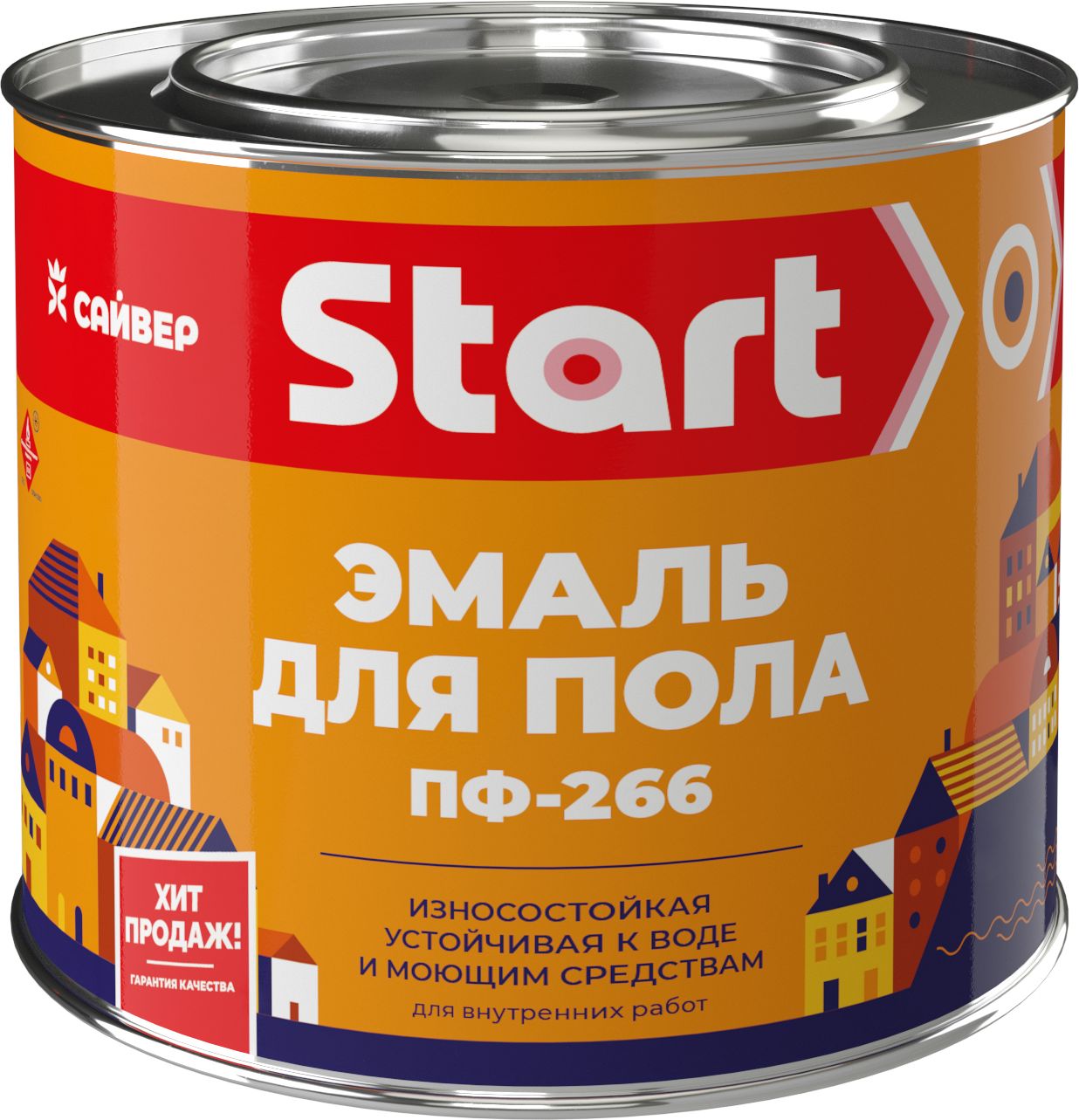 Изображение товара Алкидная эмаль для пола дерево Старт ПФ-266 глянцевая желто-коричневая 1,8 кг