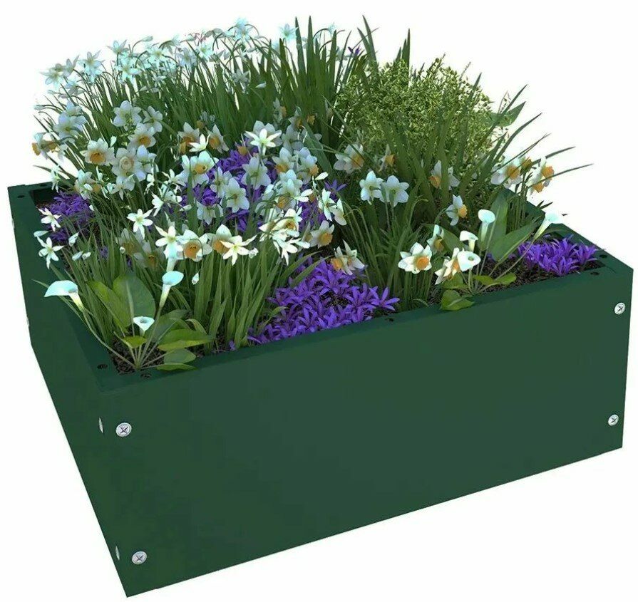 Изображение товара Клумба БЛАГО квадрат оцинкованная зеленая 70x70 см сборная для клумб
