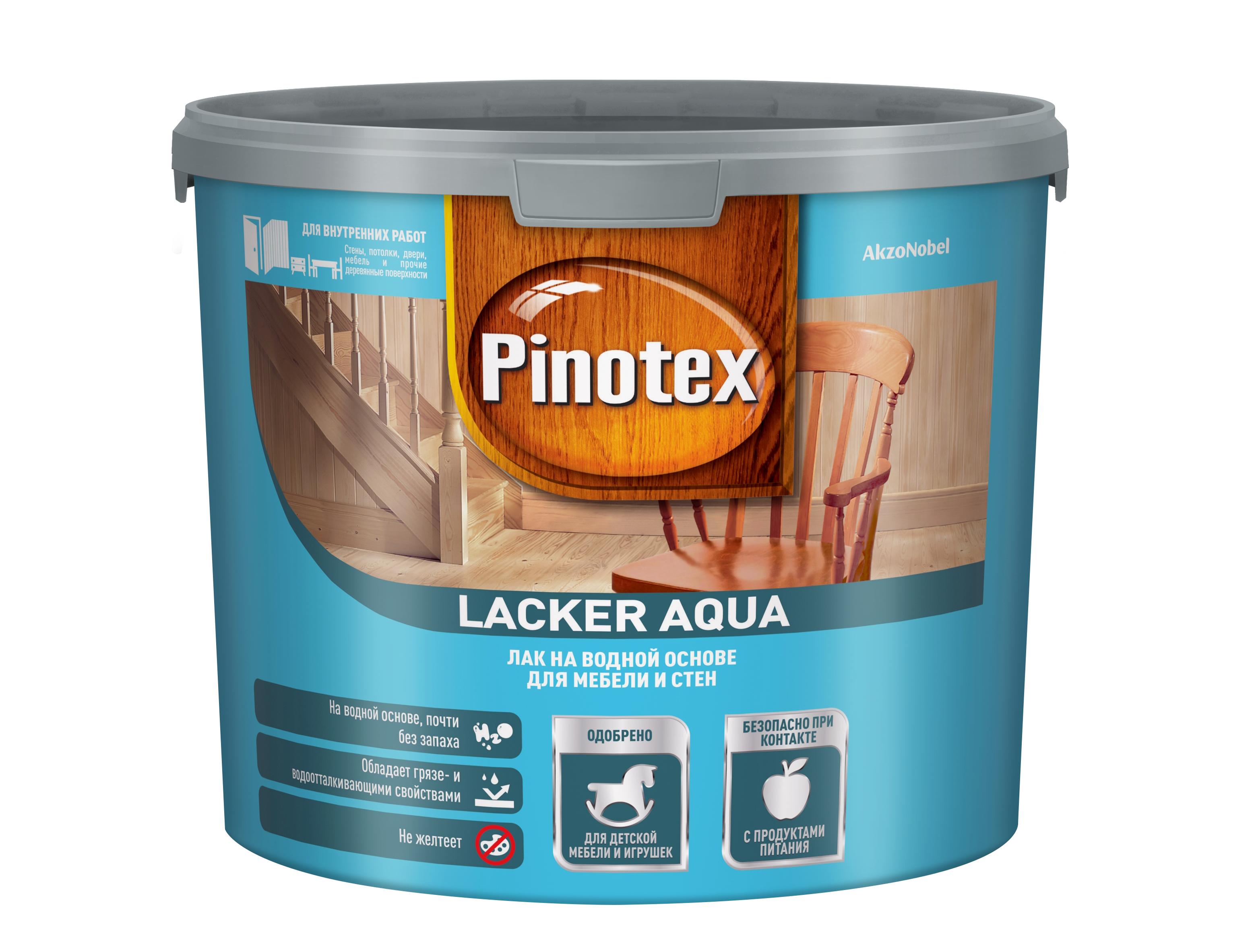 Изображение товара Лак Pinotex Lacker Aqua 70 глянц на водной основе для внутренних работ 2,7 л