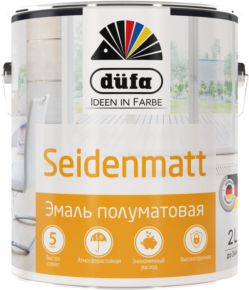 Изображение товара Эмаль Dufa SEIDENMATT полуматовая белая 2 л