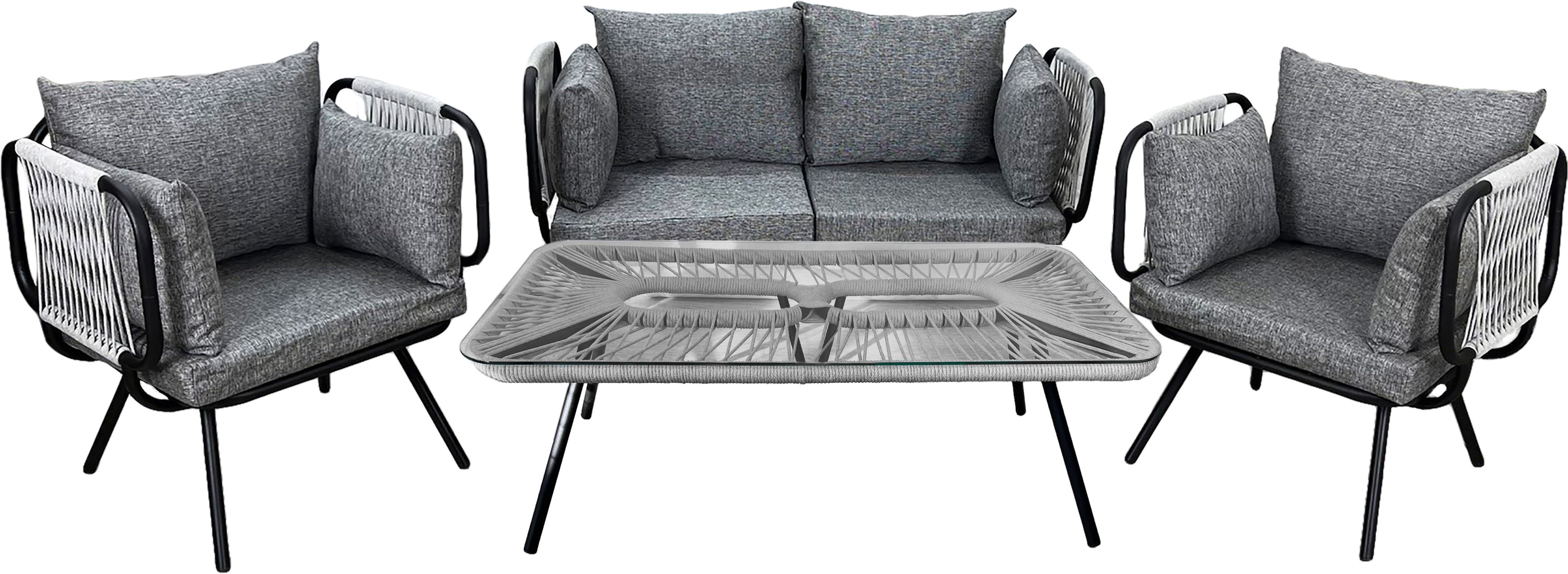 Изображение товара Набор садовой мебели Greengard Киото металл/вер. плетение диван 2 кресла и стол