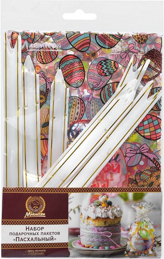 Изображение товара Набор пакетов подарочных с бантом MARMITON Пасхальный 5 шт 14,5x20 см