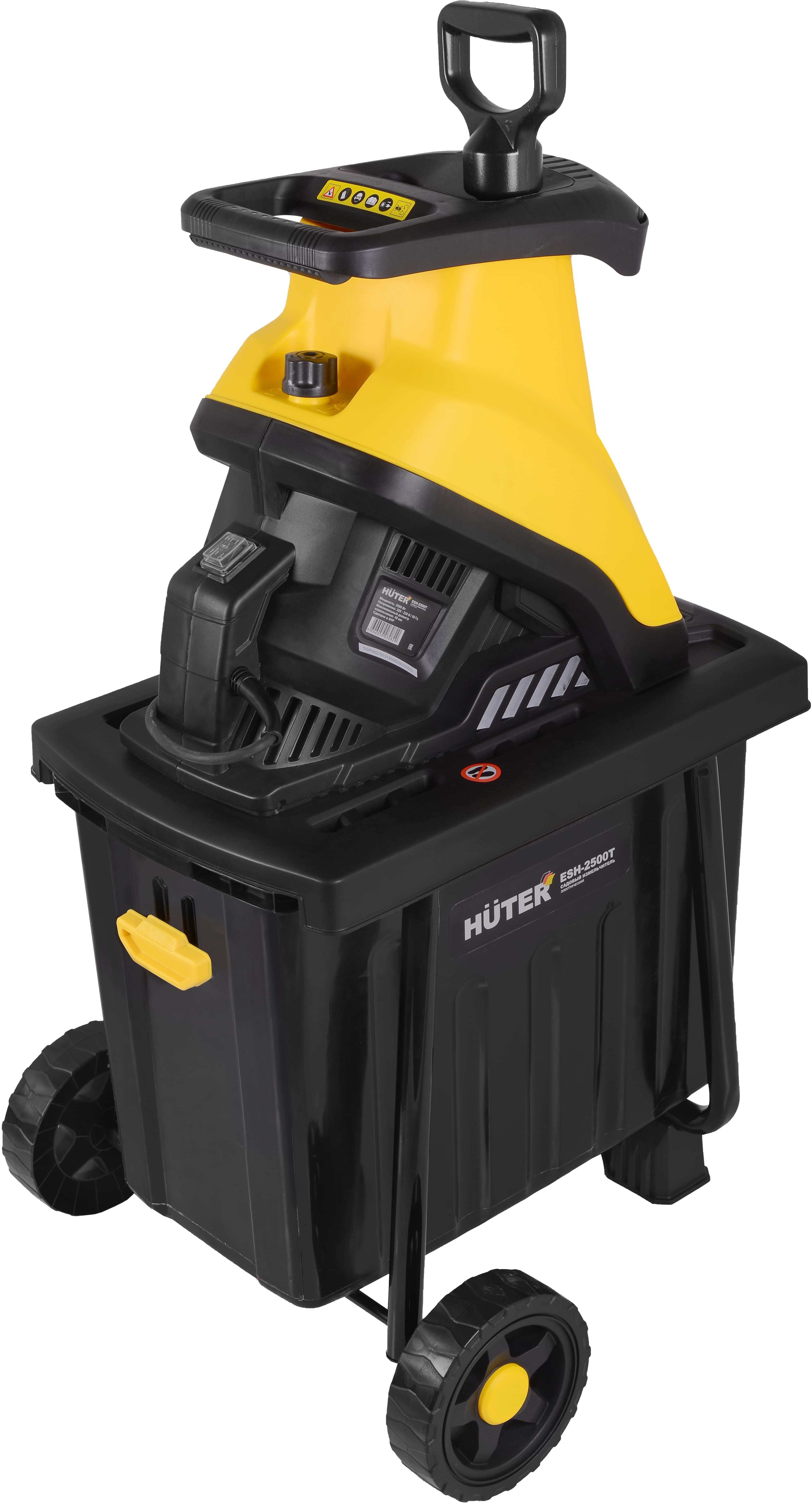 Изображение товара Электрический садовый измельчитель Huter ESH-2500T мощность 2500 Вт для веток