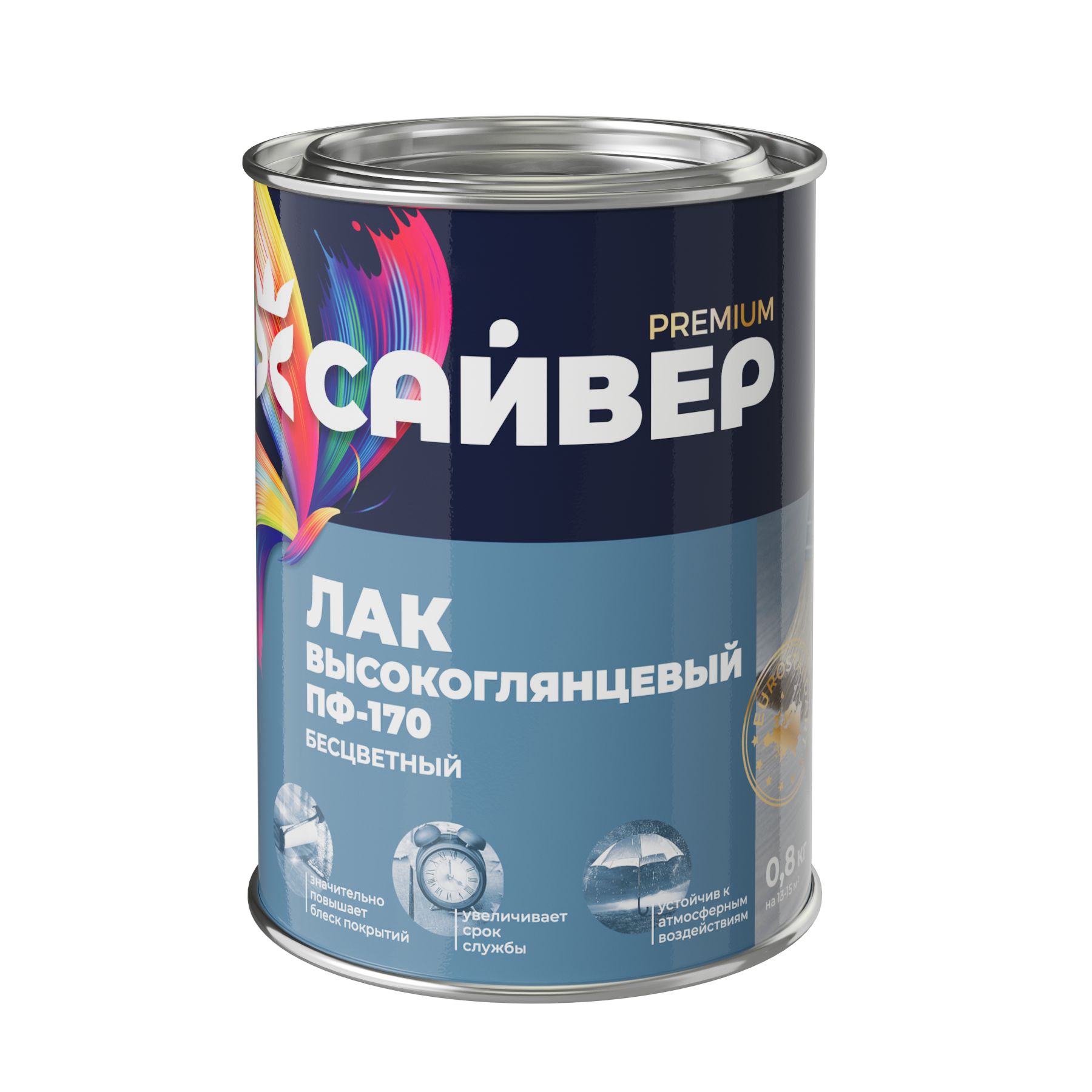 Изображение товара Лак ПФ-170 для дерева и металла 0,8 кг - прозрачный