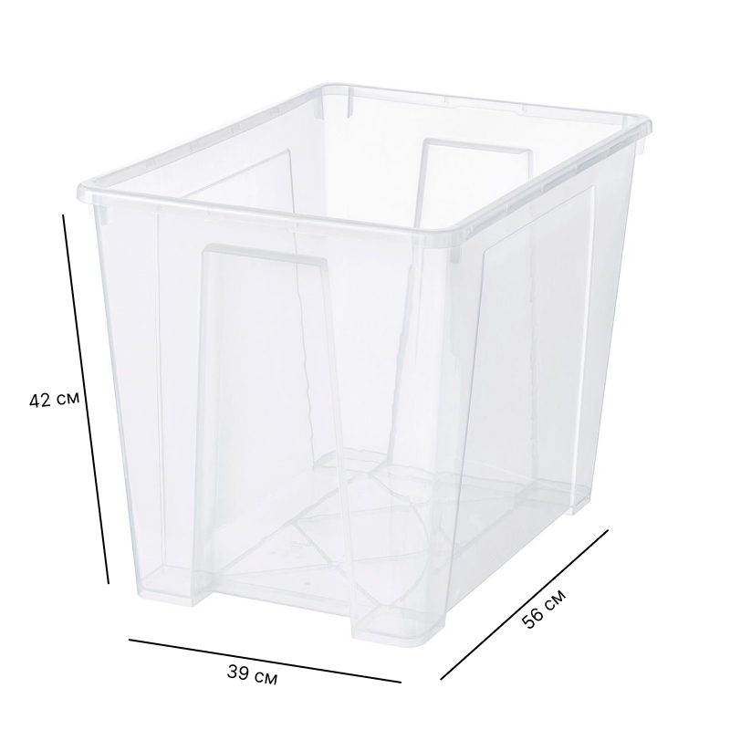 Изображение товара Контейнер 65 л пластиковый прозрачный без крышки 56*39*42