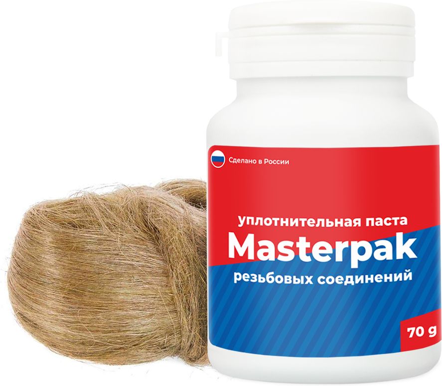 Изображение товара Комплект паста уплотнительная (вода, пар, 70 г) Masterpak + лён