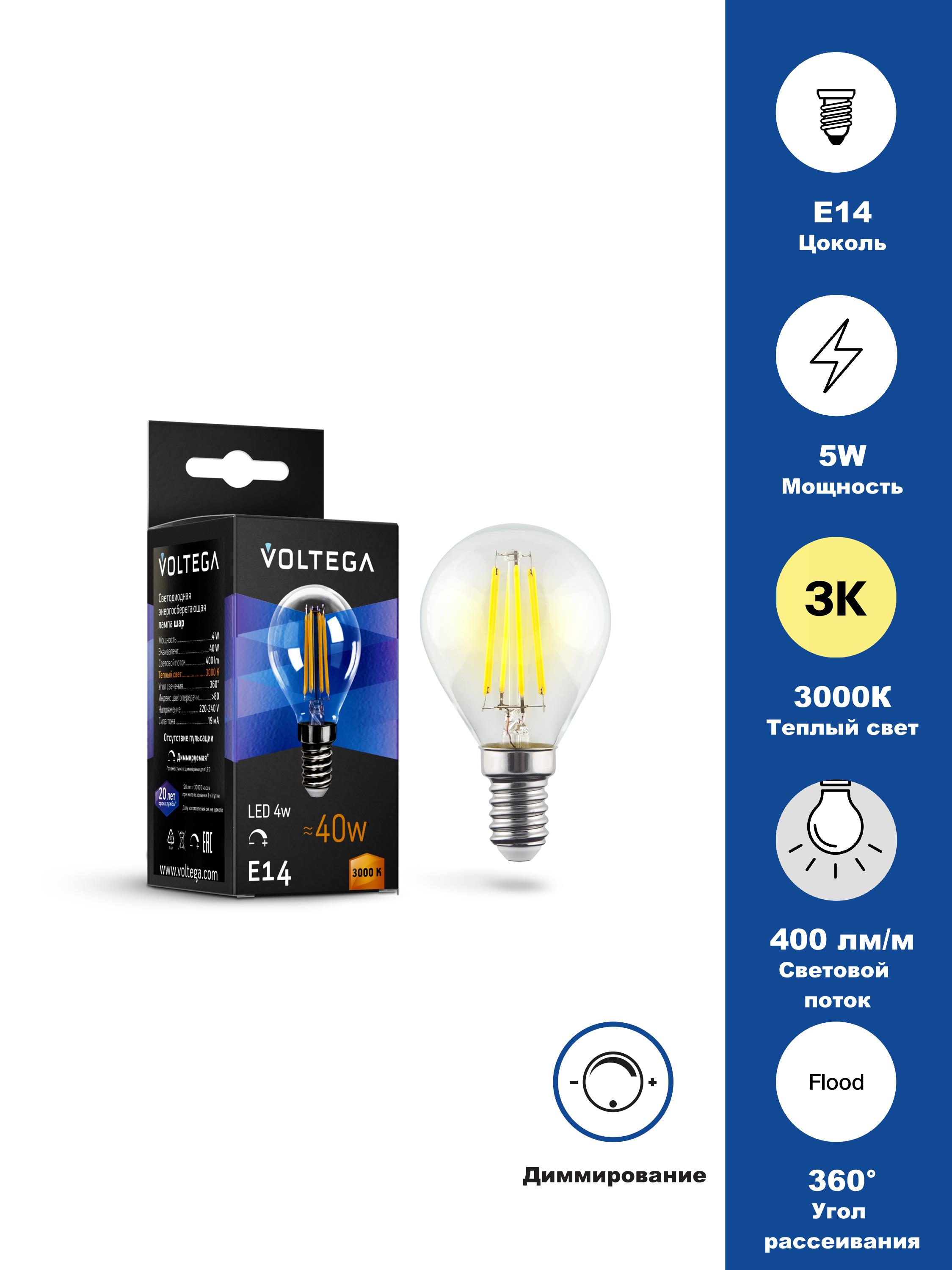 Изображение товара Светодиодная лампа Crystal Globe 5W 2800K E14 DIM с регулировкой яркости