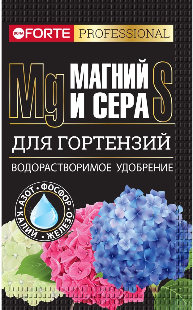 Изображение товара Удобрение Bona Forte для гортензий с серой и магнием 100 г
