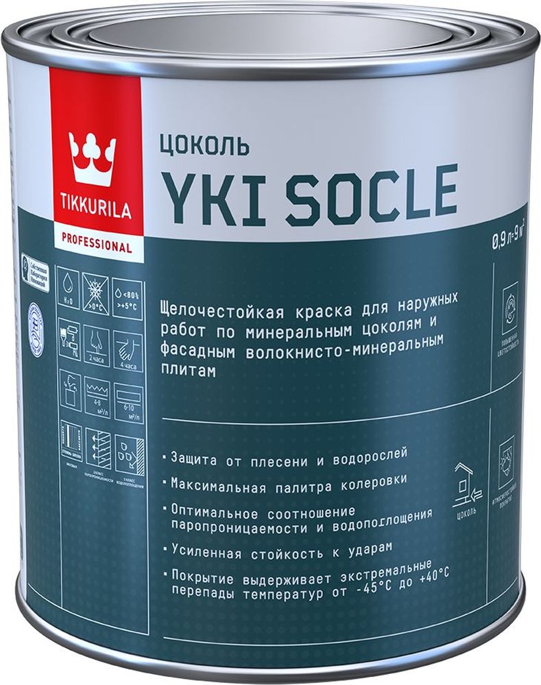 Изображение товара Краска Tikkurila YKI SOCLE БАЗА A матовая для фасадных работ 0.9 л