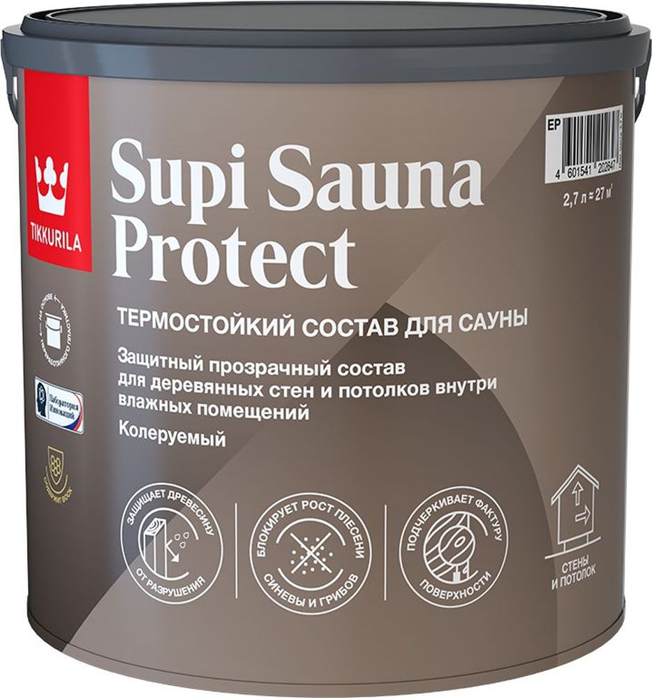 Изображение товара Состав для сауны Tikkurila SUPI SAUNA PROTECT EP полуматовый 2,7 л