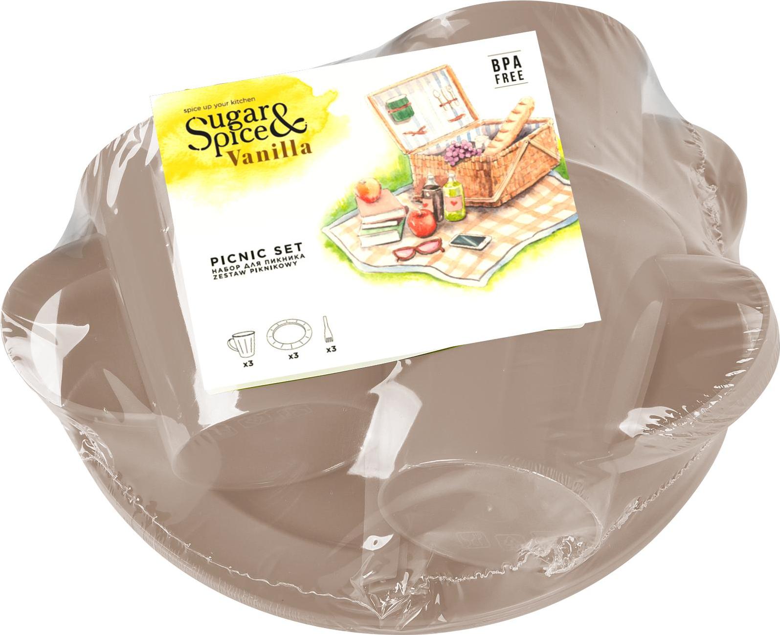 Изображение товара Набор для пикника Sugar&Spice Vanilla на 3 персоны (9 предметов) латте