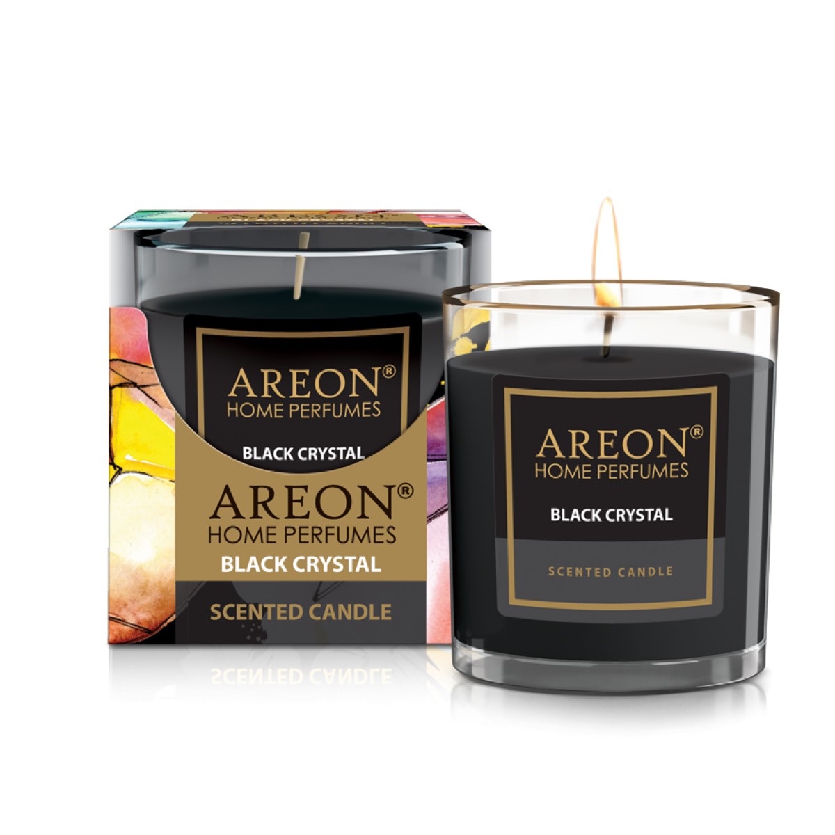 Изображение товара Ароматическая свеча в стеклянном стакане Черный кристалл 8 часов 7,5х7см