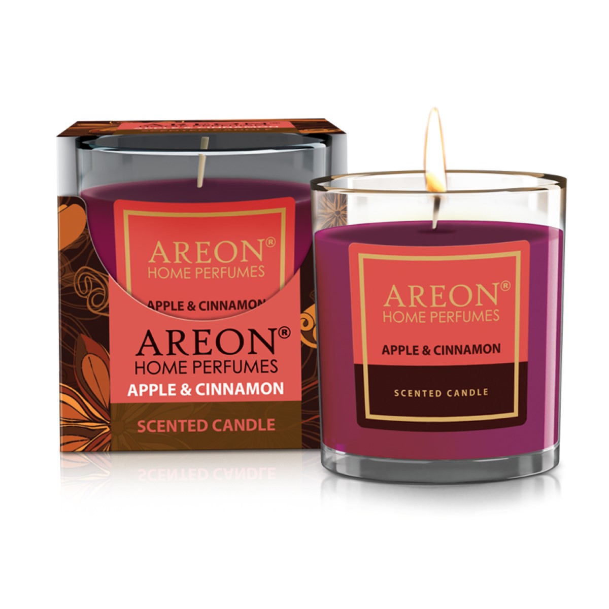 Изображение товара Свеча в стакане с запахом Яблоко и корица (8 часов), 7,5х7см