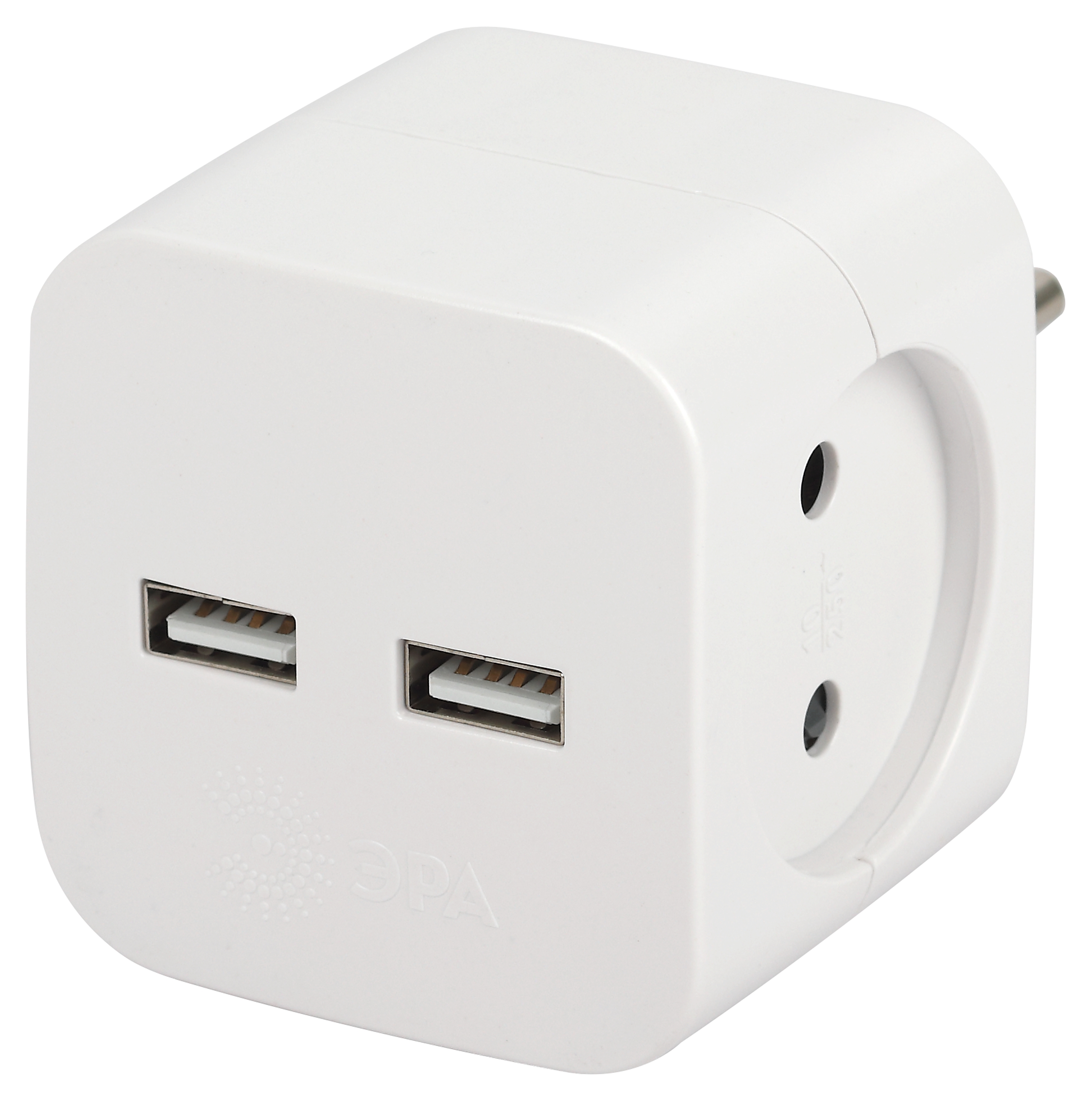 Изображение товара Разветвитель электрический ЭРА SP-2-USB-W на 2 розетки 220V + 2xUSB 2400mA, без 