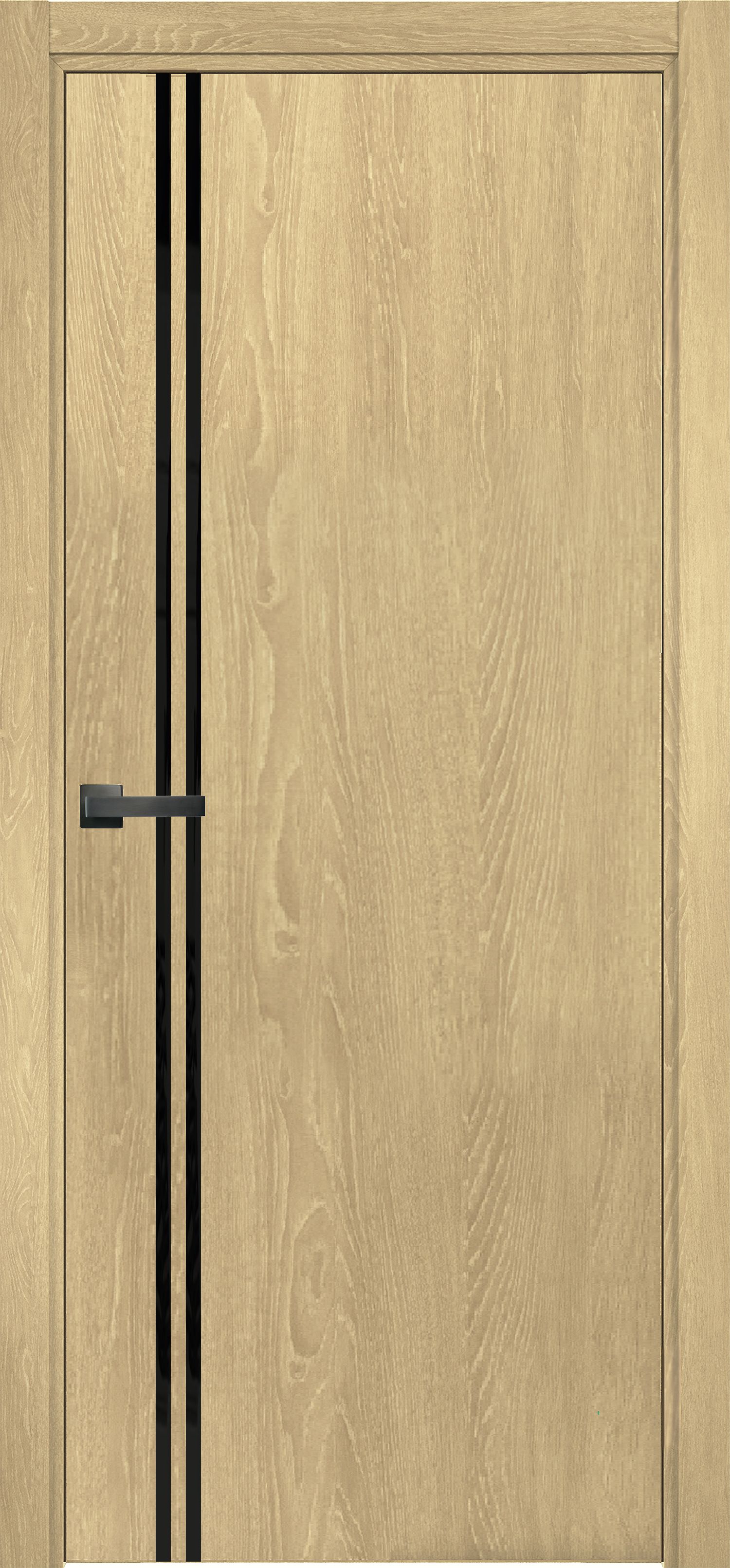 Изображение товара Межкомнатная глухая дверь БЕРГЕН 200x80 см ПВХ остекленная дуб янтарный Черная