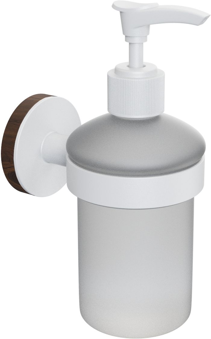 Изображение товара Дозатор для жидкого мыла Fora LORD белый настенный дизайн нержавейка