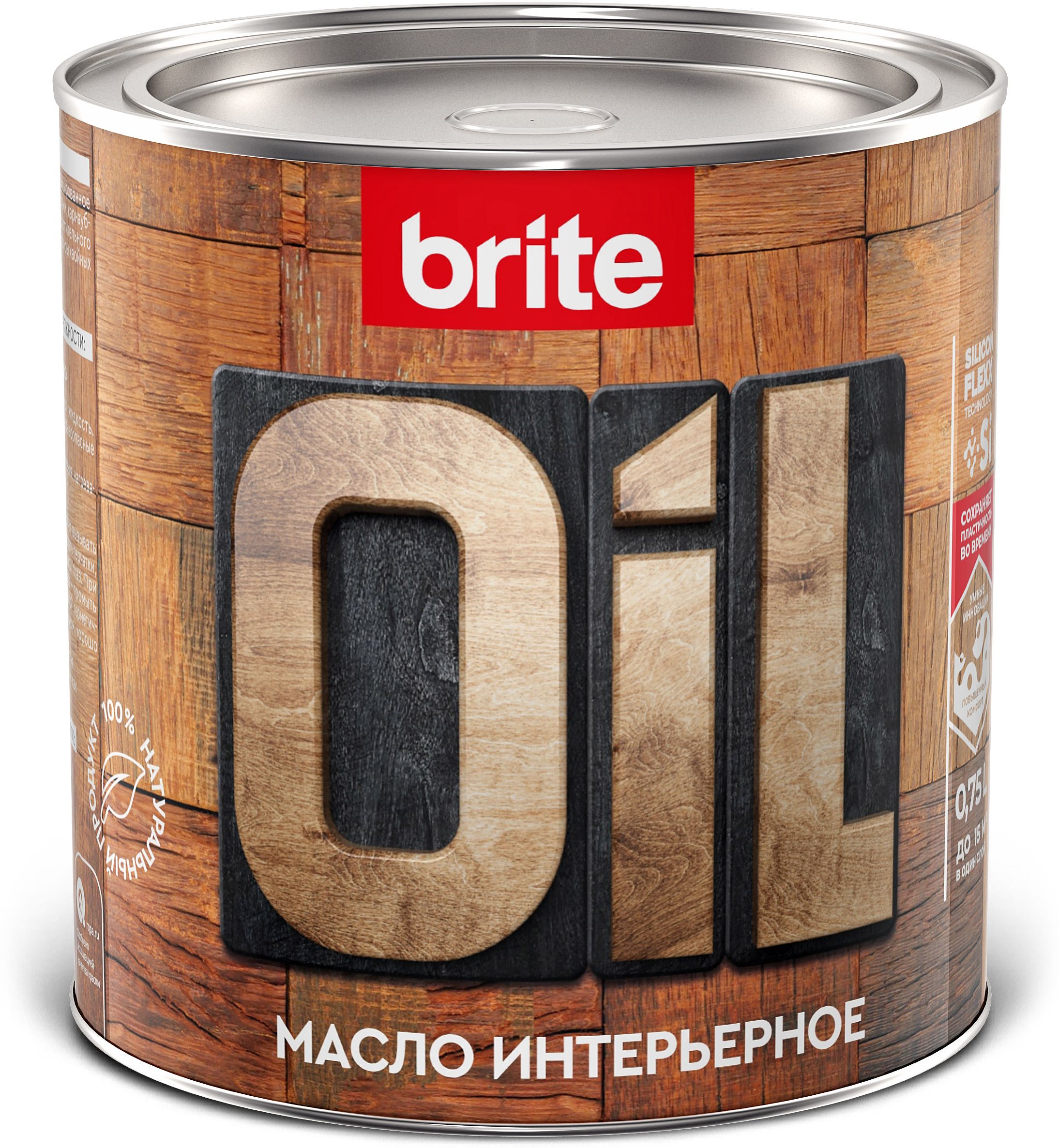 Изображение товара Масло интерьерное BRITE FLEXX бесцветное 0,75 л для дерева внутренняя обработка