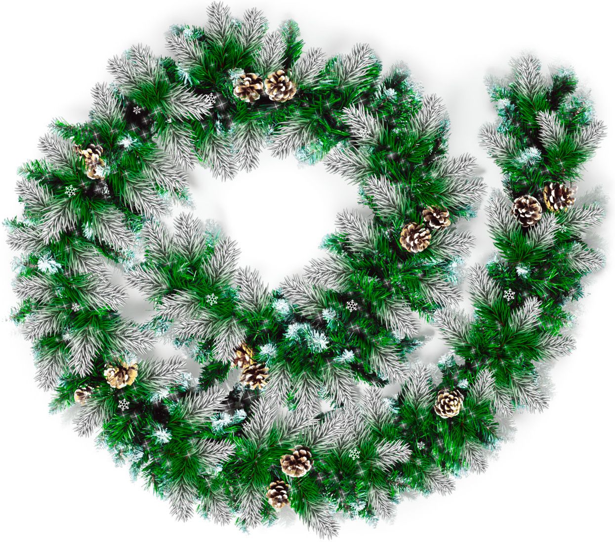 Изображение товара Гирлянда еловая с шишками заснеженная 180-270 см зимнее украшение интерьера
